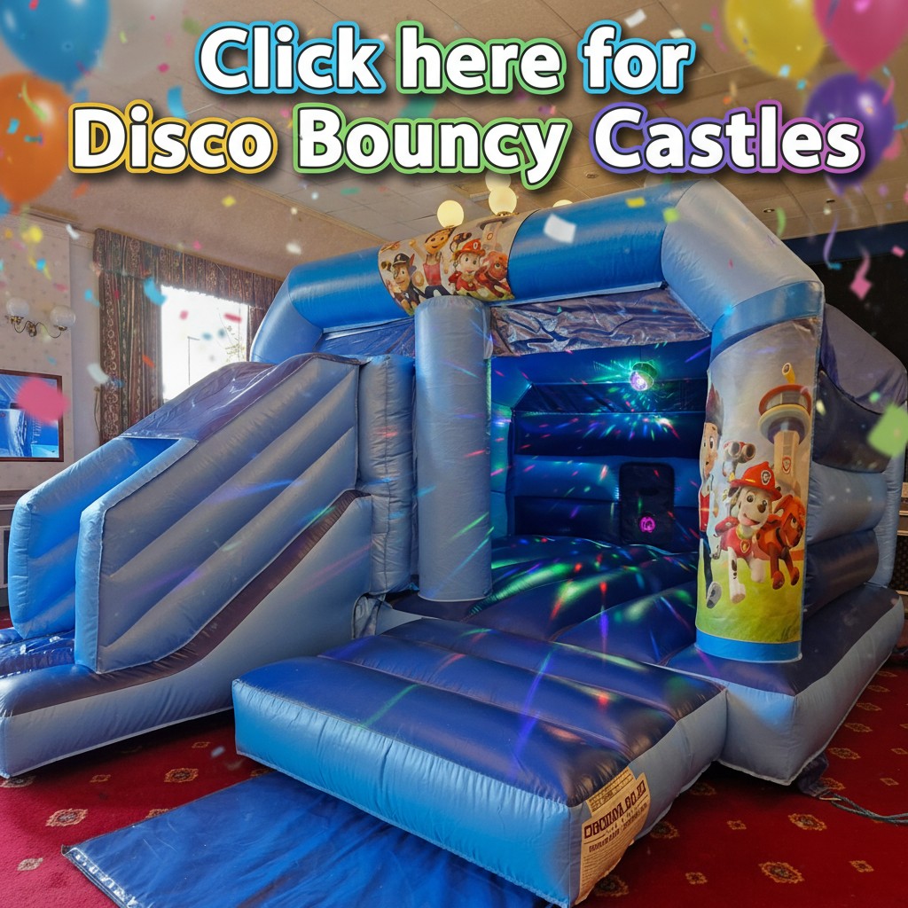Link image for disco bouncy castle