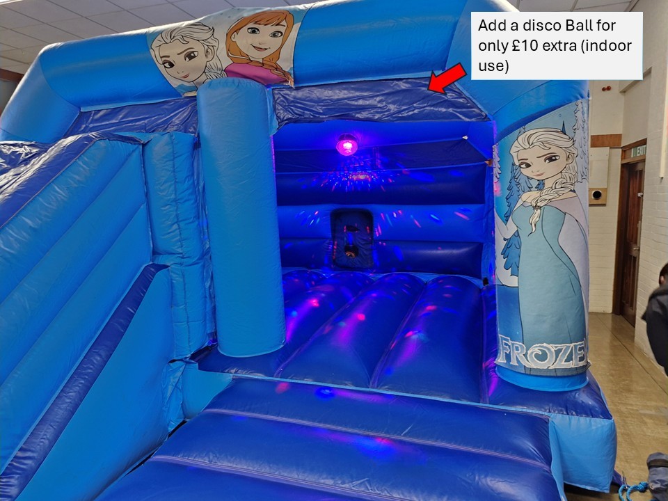 Image of a disco ball inside the bouncy castle disco ball inside the bouncy castle
