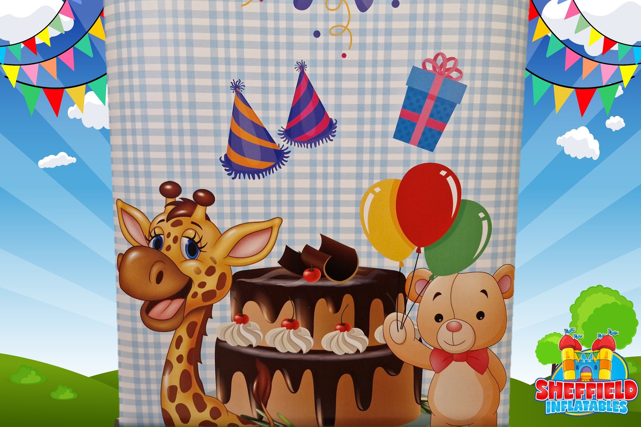 Light up number birthday banner in blue