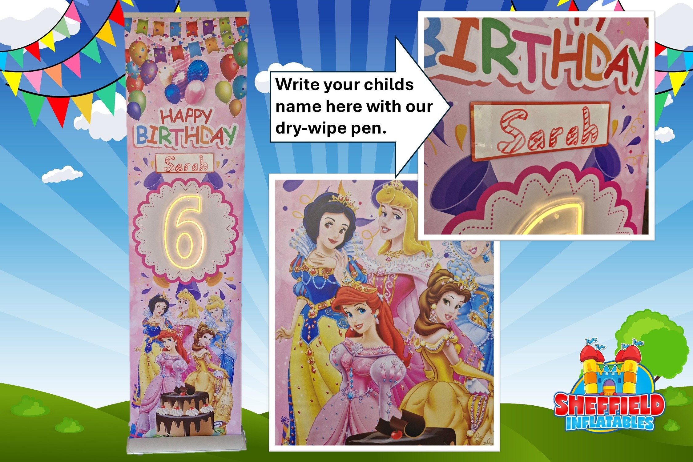 Princess Light up number hire banner