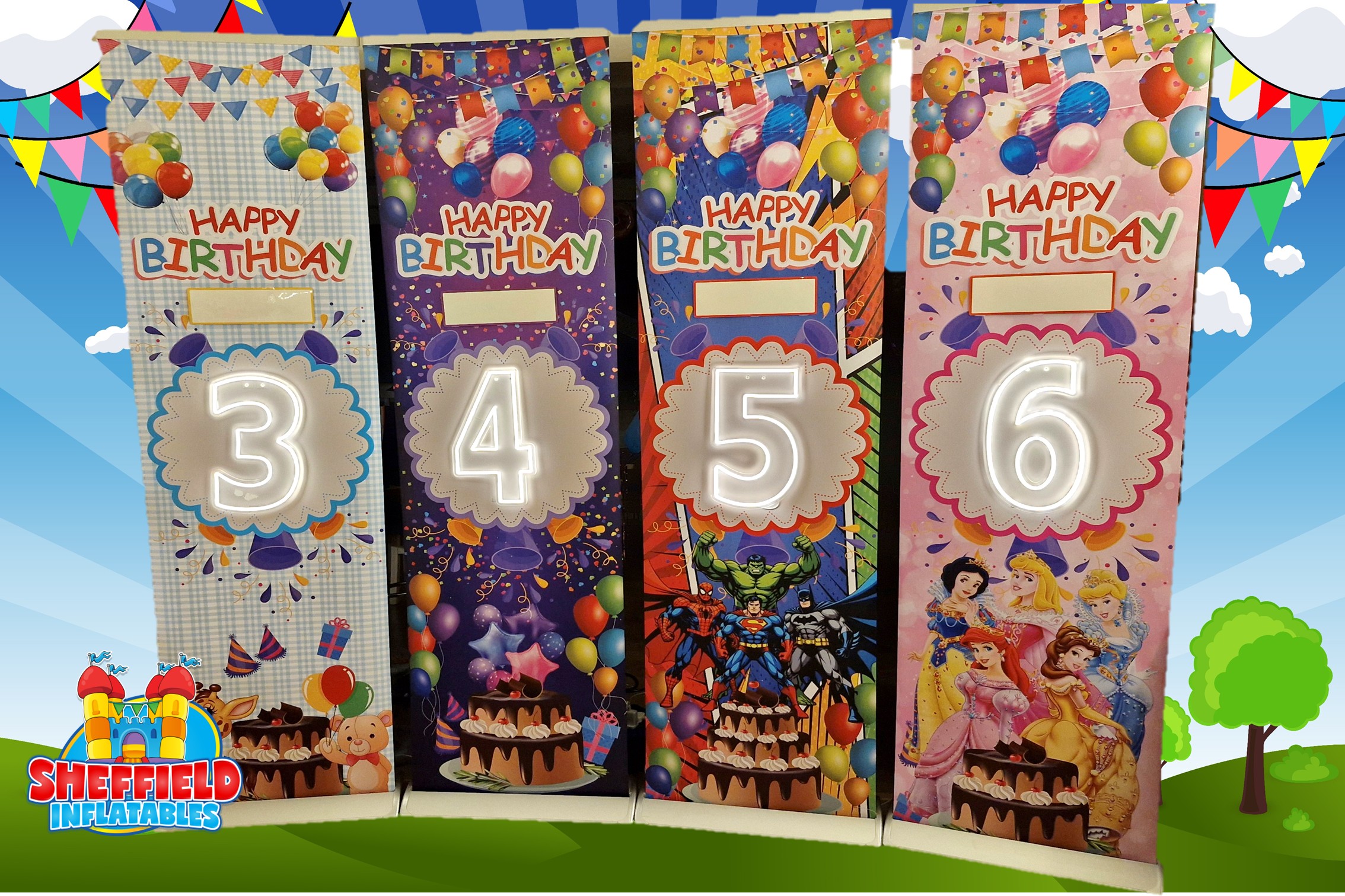 Number lights birthday banner hire
