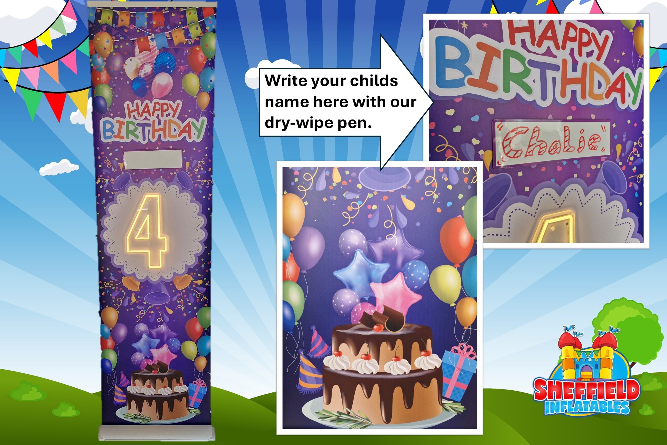 Light up number birthday banner hire