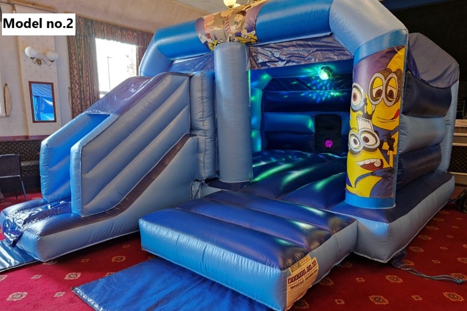 Inside of the Minions disco bouncy castle