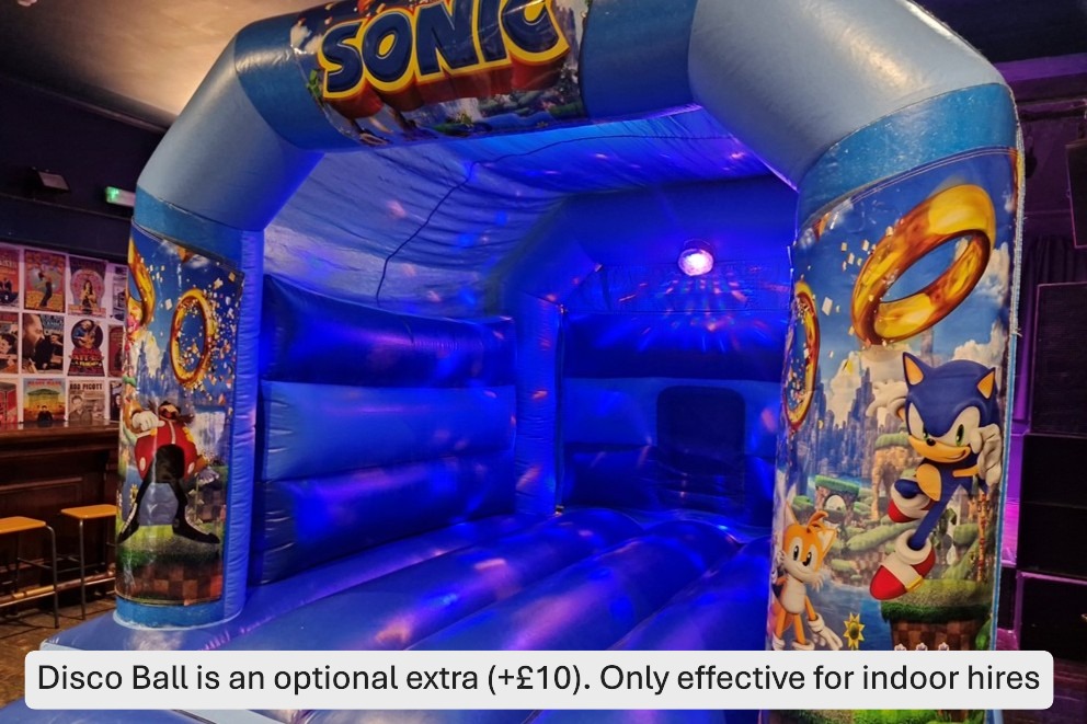 Medium Sonic Bouncy Castle with Disco ball