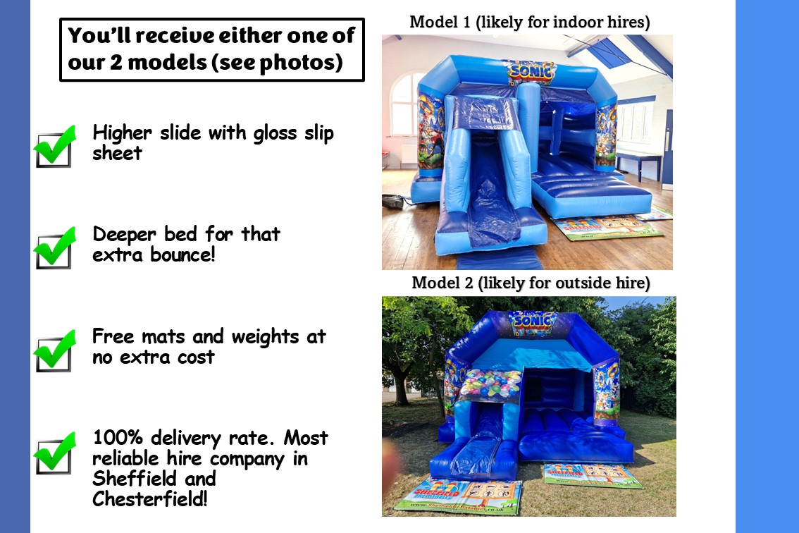 Models of Sonic Bouncy Castle Hire Sonic Bouncy Castle hire models