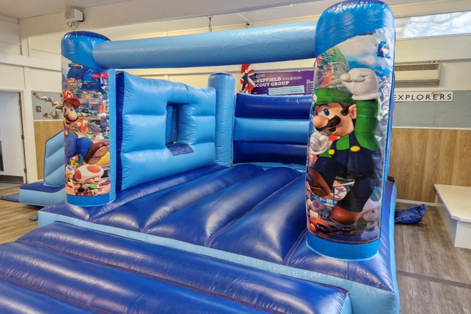 Low height Mario bouncy castle hire Chesterfield