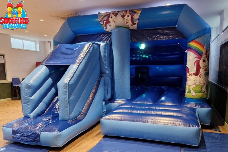 Inside the unicorn bouncy castle hire