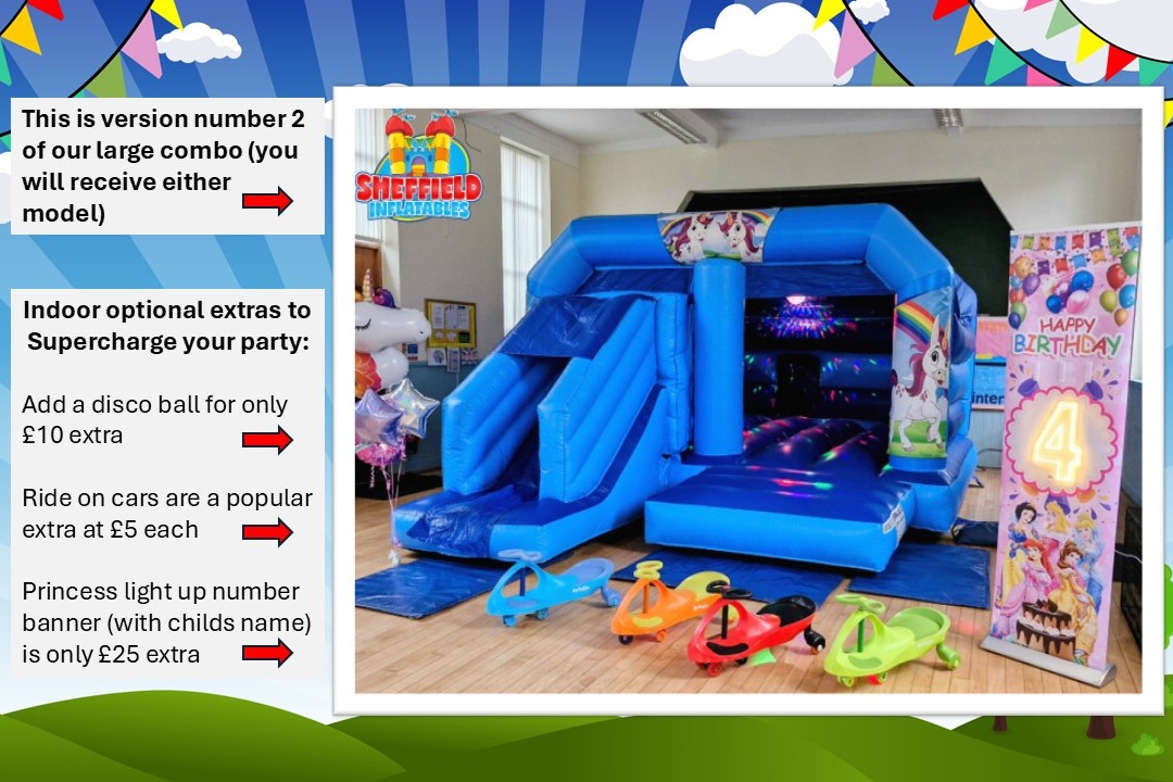 Unicorn bouncy castle hire with extras