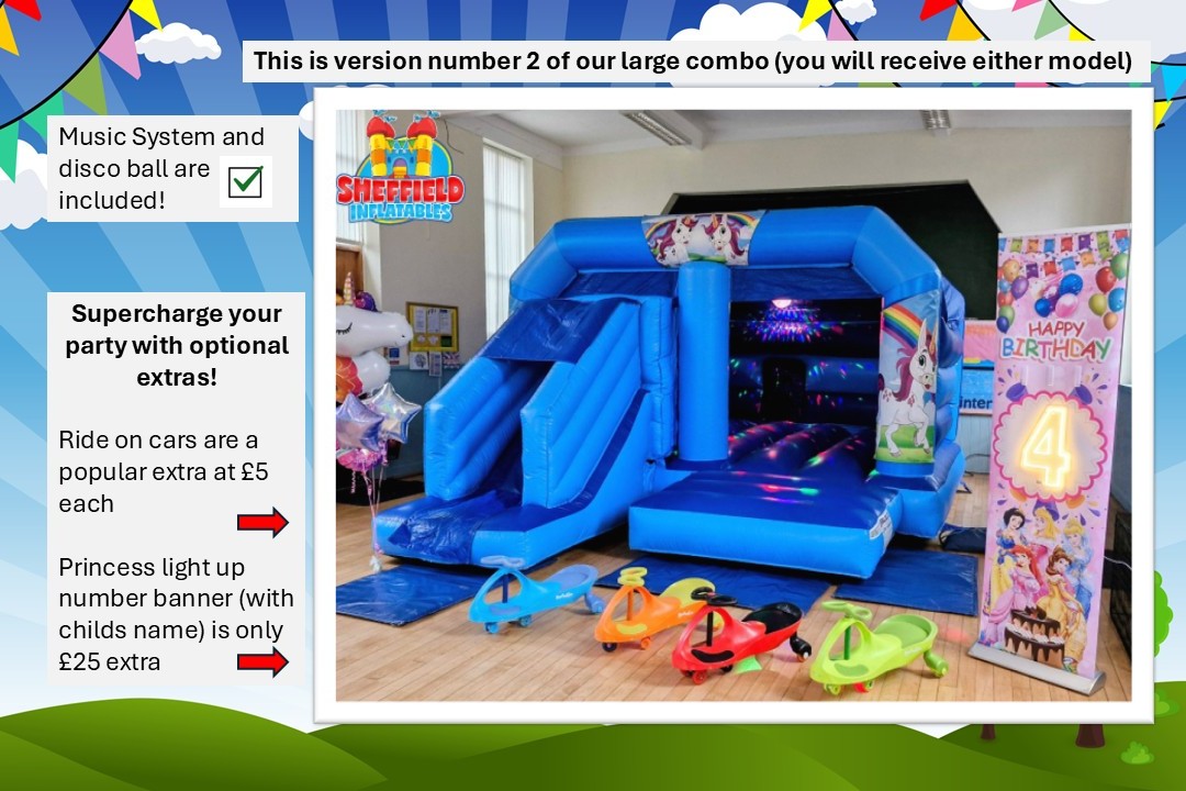 Unicorn bouncy castle hire with extras