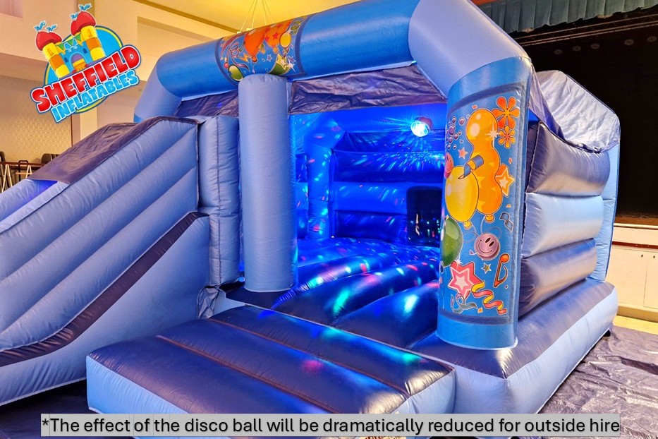 Inside a the disco bouncy castle
