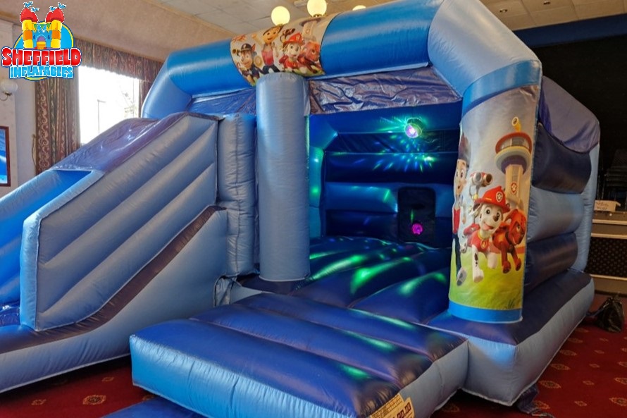 inside the disco bouncy castle hire in Chesterfield Inside the disco bouncy castle